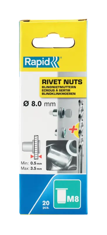 Niittimutteri Rapid M8 20 kpl - Heti saatavilla