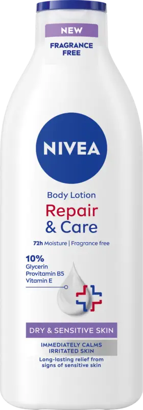 Korkea laatu | Nivea vartaloemulsio repair&care fragrance free 400ml