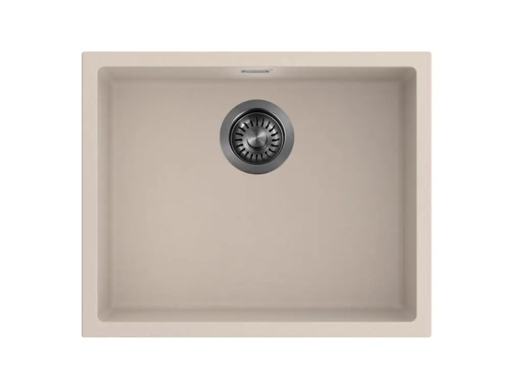 Premium - Pure.Sink Eternal Quartz Coffee cream -pesuallas 50x40 cm, uppo- ja alakaappiasennus, automaattisella Gun metal -tulpan kanssa